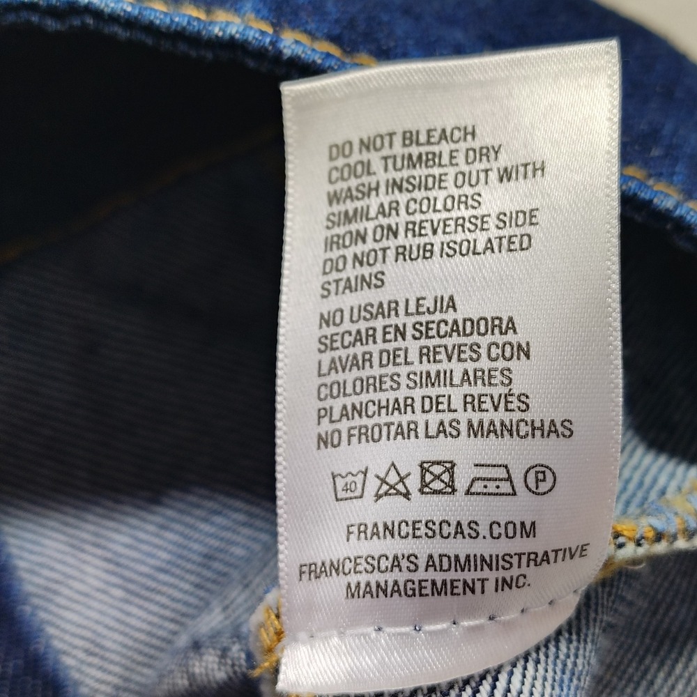 Francesca Harper Heritage Denim Crop Top Blue Jean Square Neck Zip Front L y2k - Picture 8 of 10